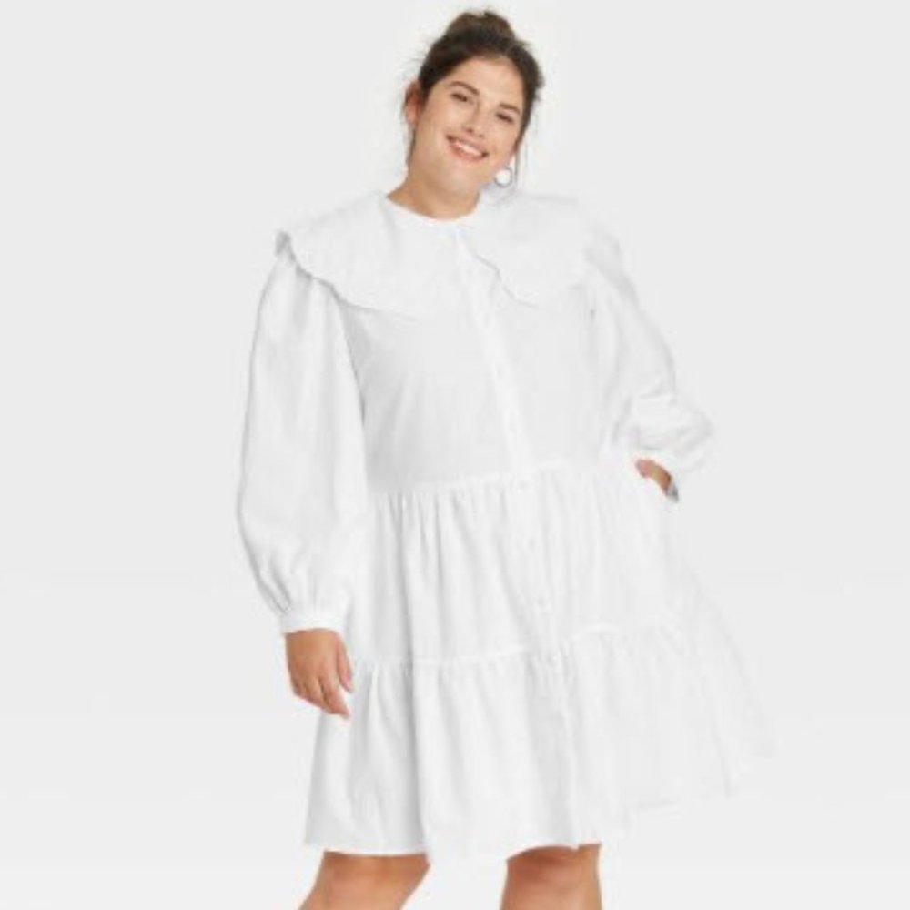White Long Sleeve Shirtdress